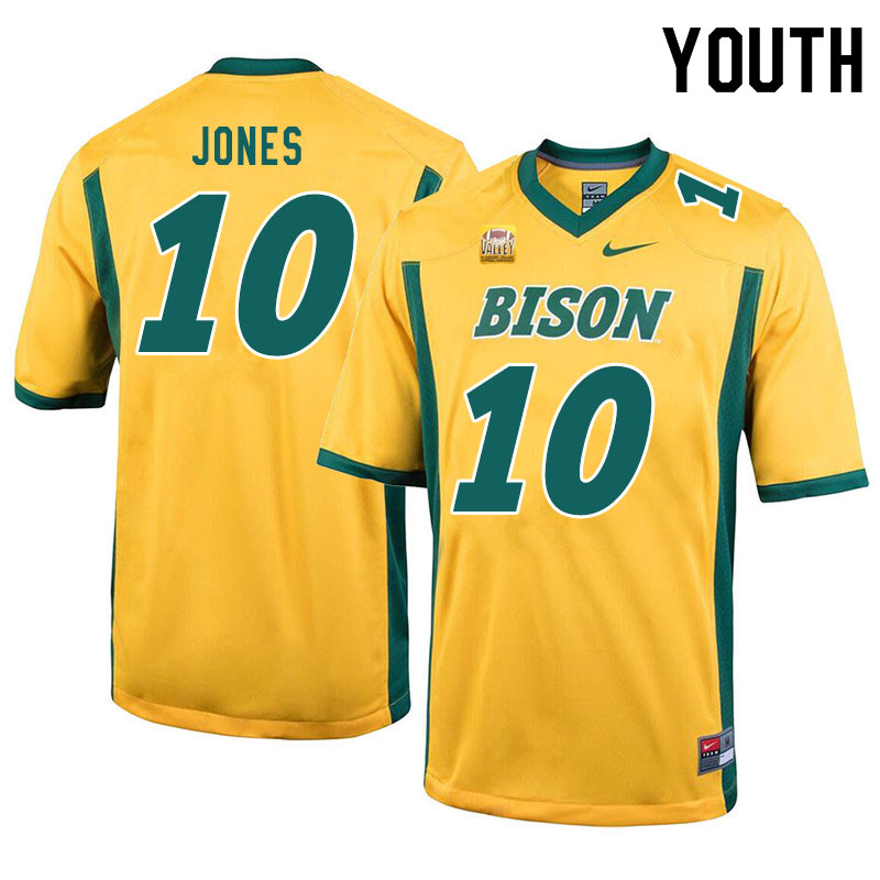 Youth #10 Dom Jones North Dakota State Bison College Football Jerseys Sale-Yellow - Click Image to Close